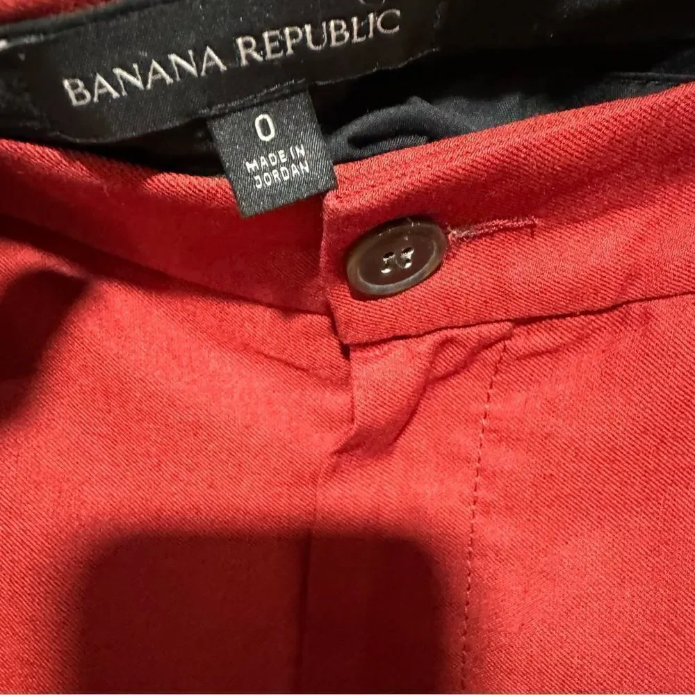 Banana Republic Cherry Red Lena Wide-leg Linen-blend Pant Trousers